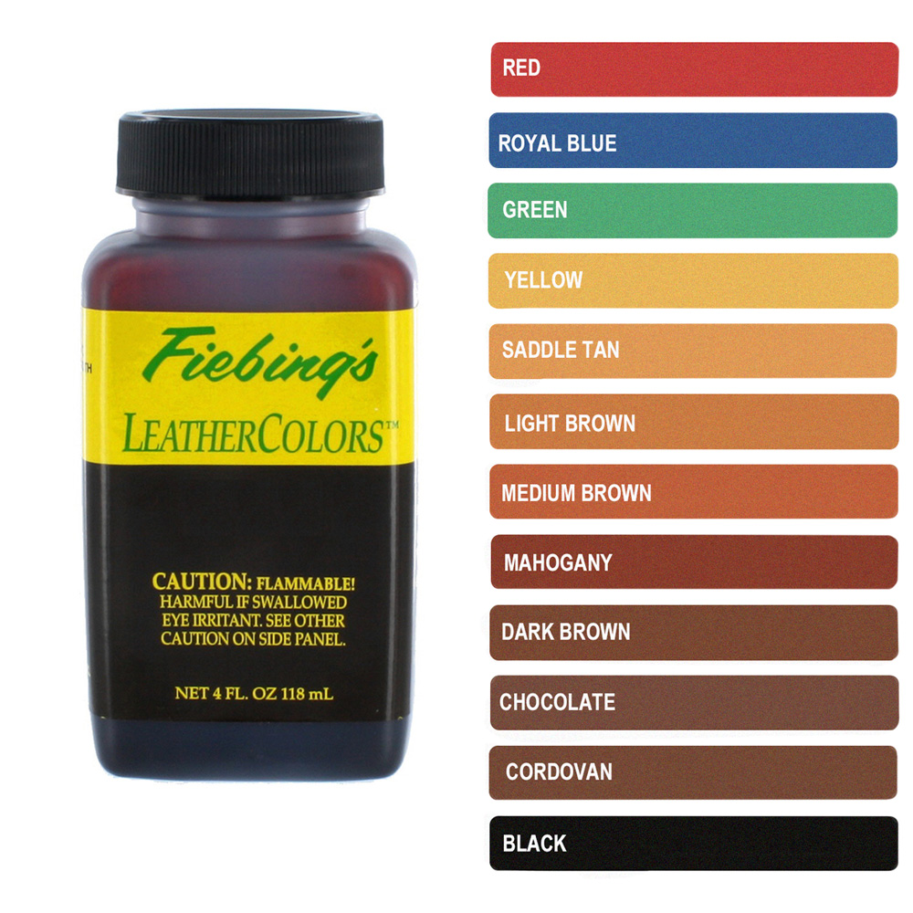 Fiebing's Leather Colors (Institutional Leather Dye) 4oz Bottle- 7 Colors  To Choose From - Kentucky Leather and Hides