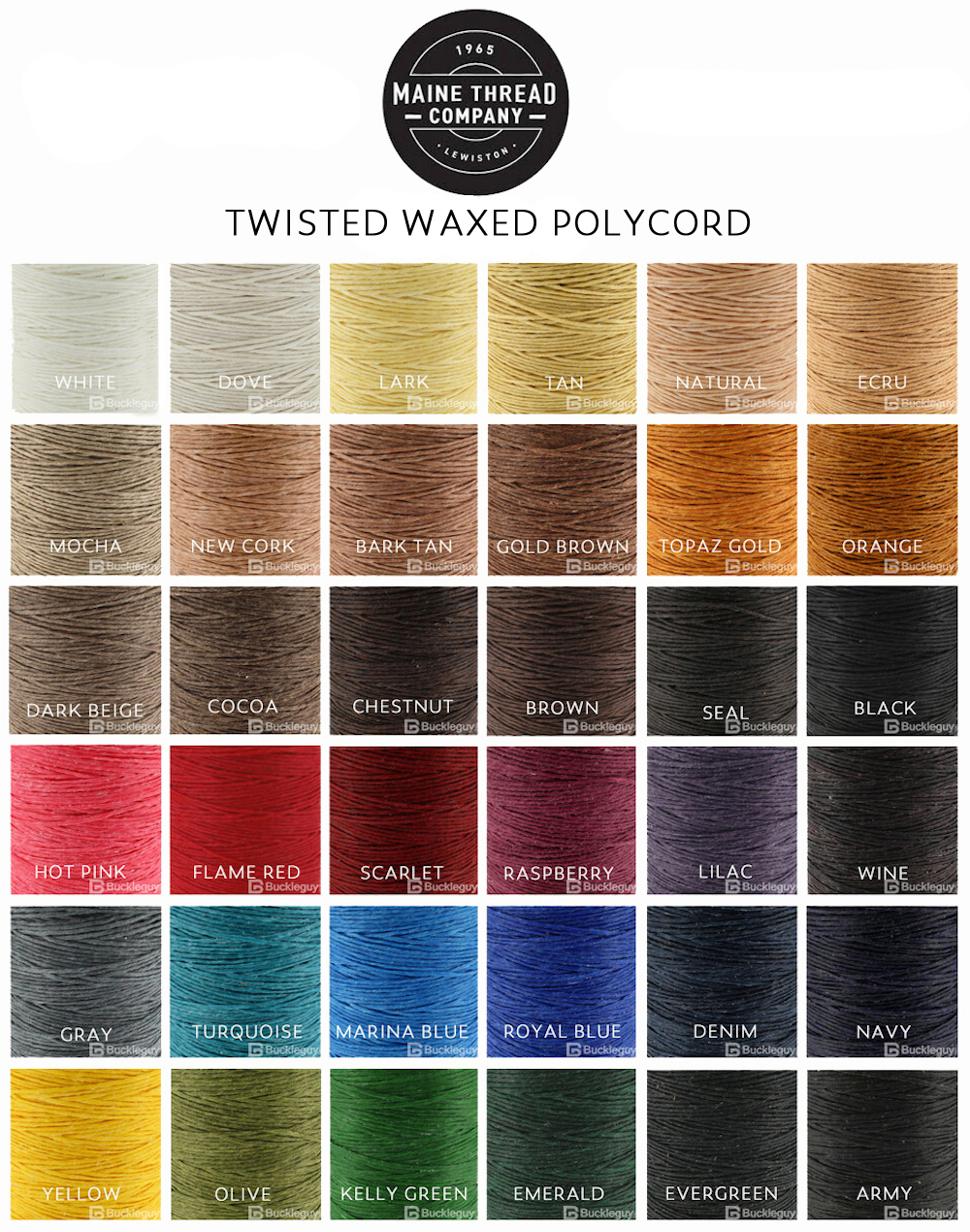 Waxed Poly Cord - Multiple Colors