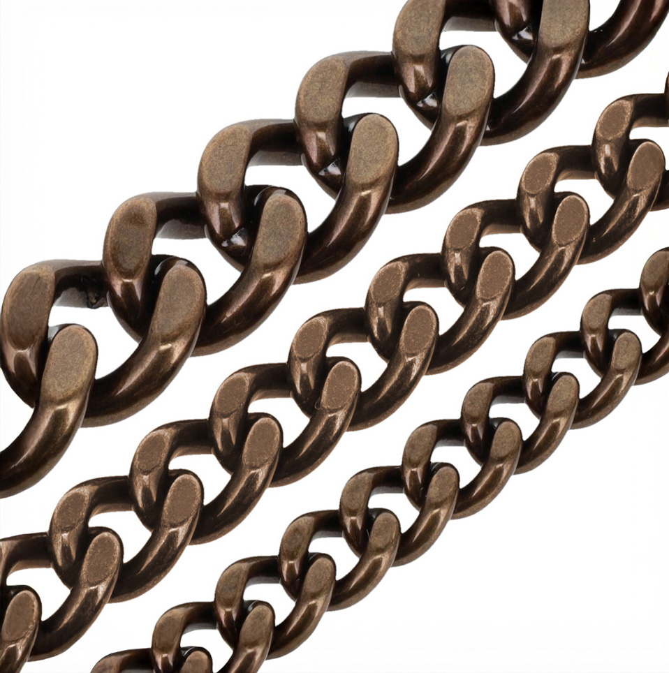 B8840 Antique Brass, Two-Side Flat Chain, Solid Brass-LL (36