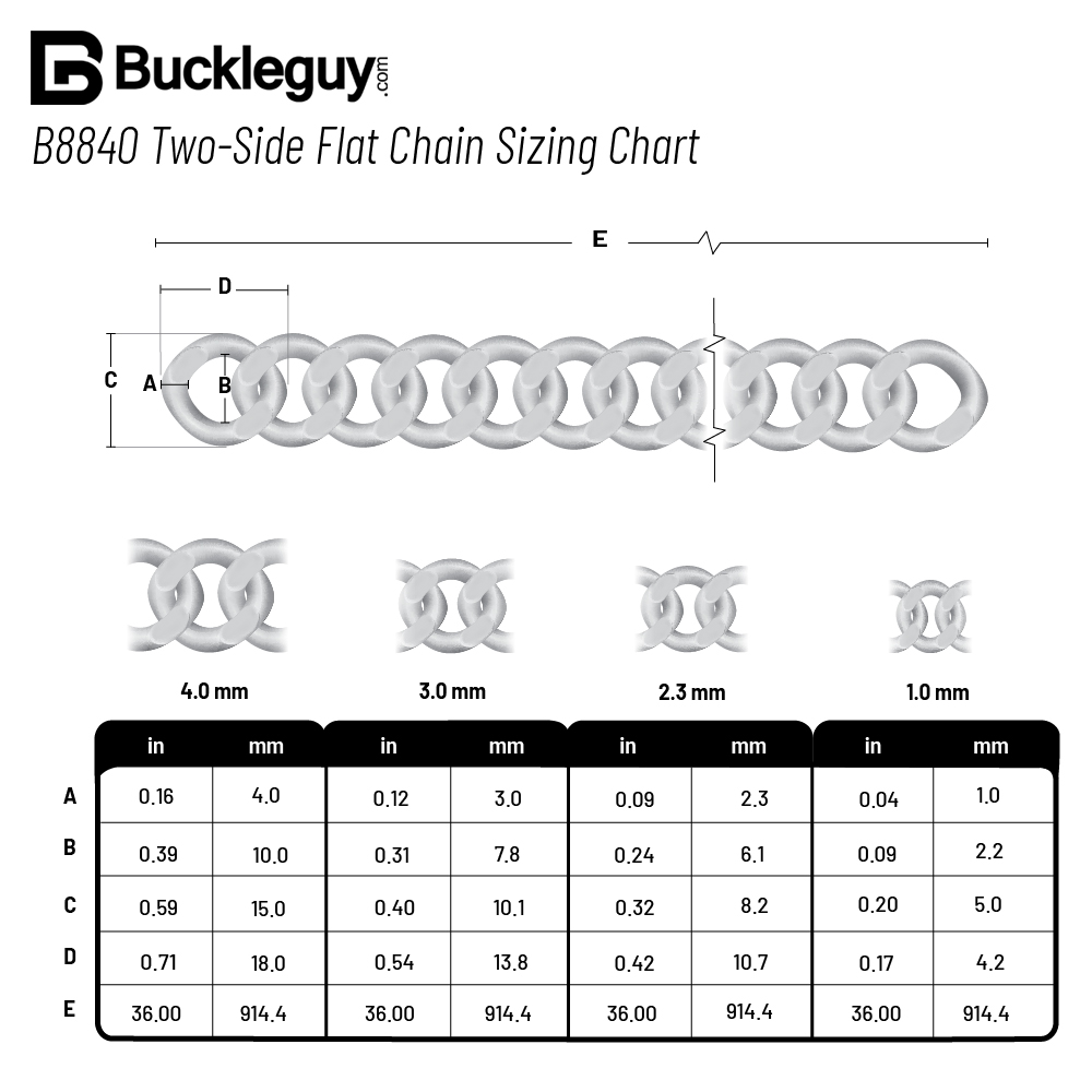 B8840 Nickel Plate, Two-Side Flat Chain, Solid Brass-LL (36