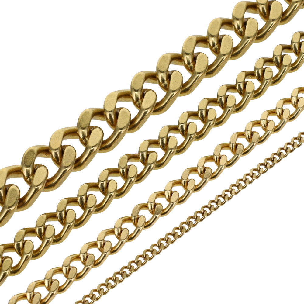 B8845 Natural Brass, Four-Side Flat Chain, Solid Brass-LL (36