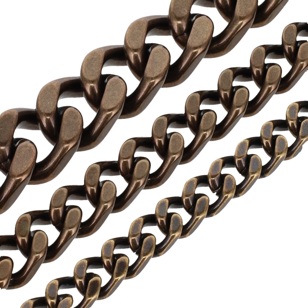 B8845 Antique Brass, Four-Side Flat Chain, Solid Brass-LL (36