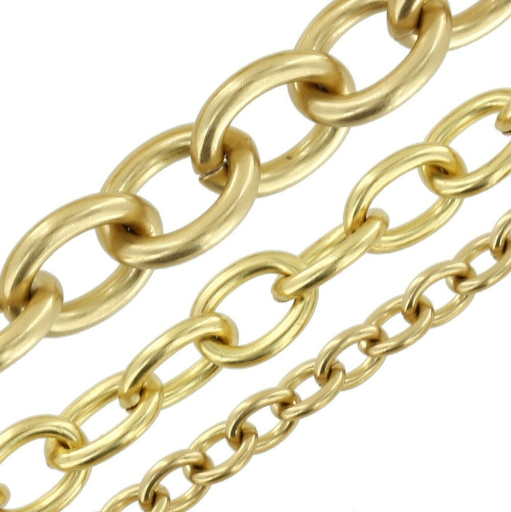 B8830 Natural Brass, Oval Chain, Solid Brass-LL (36 length)