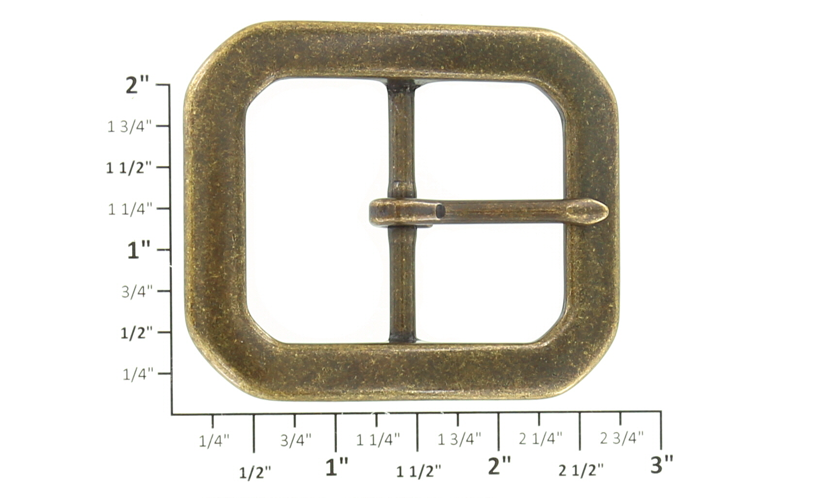 B9312 1 1/2 Antique Brass, Center Bar Buckle, Solid Brass-LL 