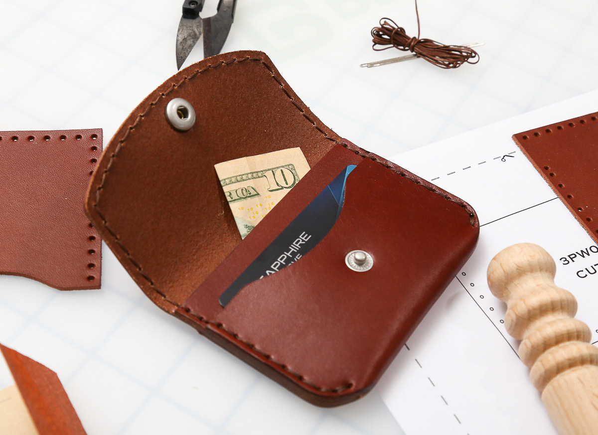 Leather Wallet Keychain Purse Lanyard Handmade Fish Hook&Snap