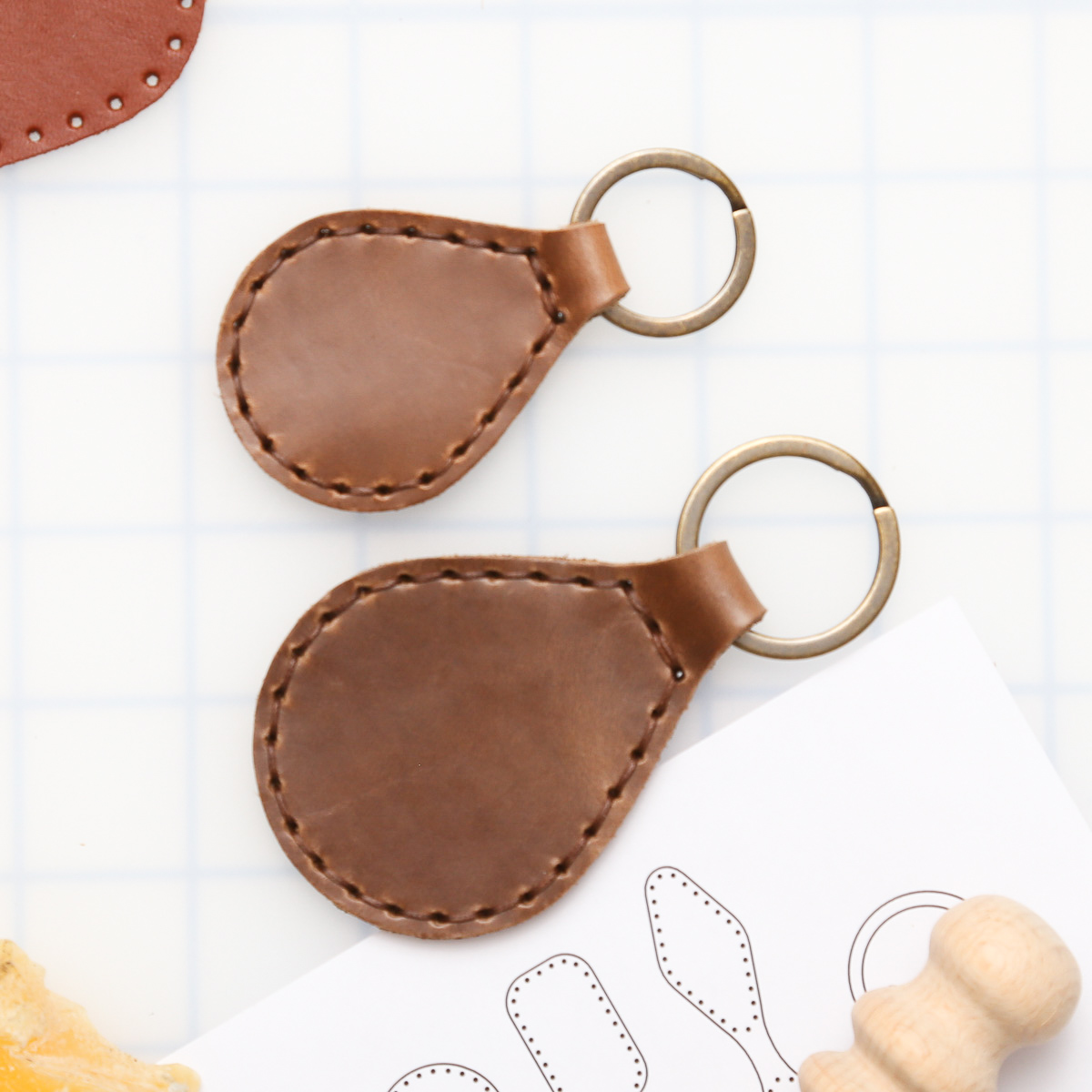 Khaki Leather Key Holder Kit DIY Leather Key Wallet Kit DIY Leather Pr –  Feltify