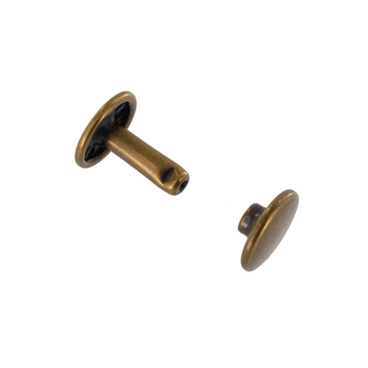 Double Cap Rivets 100 Pack Antique Brass Plate / Extra Small from Tandy Leather