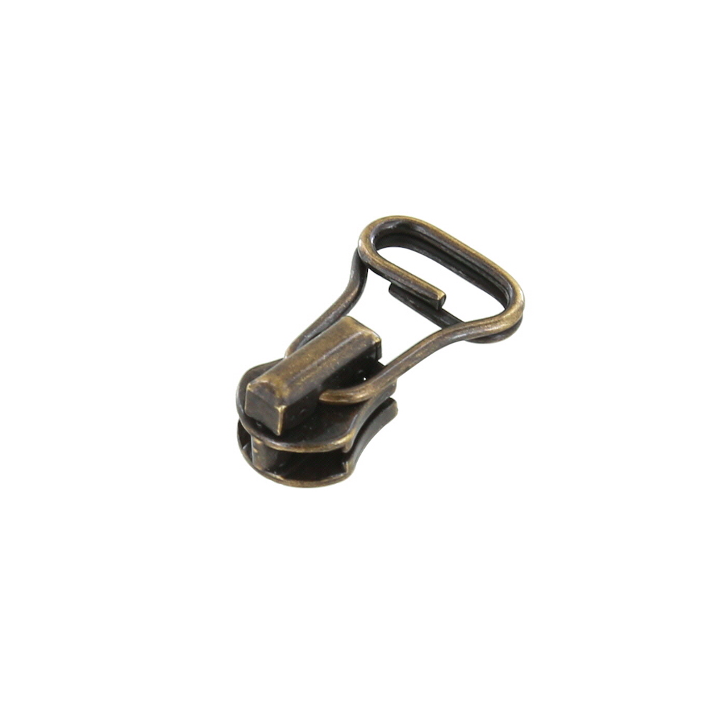 Riri Ascot Zipper Pull, Antique Brass, Multiple Sizes