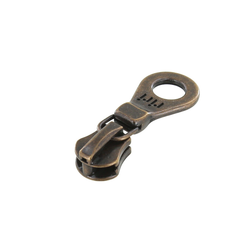 Riri KTA Zipper Pull, Antique Brass, Multiple Sizes - Buckleguy.com