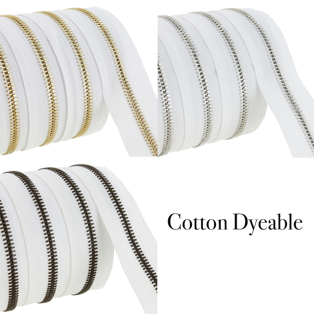 Riri Riri Zipper, Continuous Chain, Cotton Dyeable White Tape