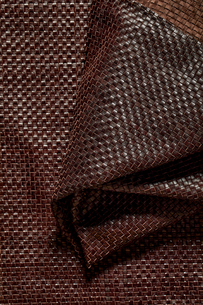 Bunee Hand Woven Leather Sheets, 39 x 31 Panels, Dark Brown