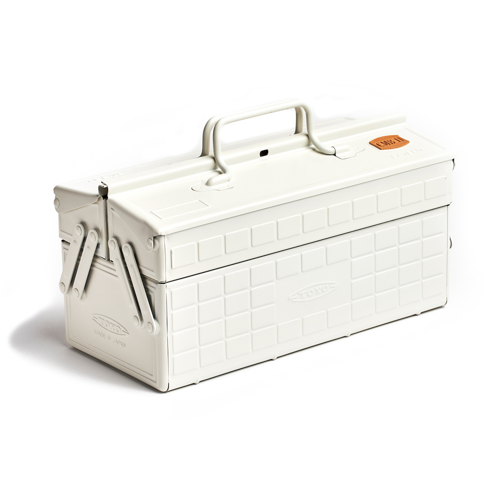 Toyo Steel Toolbox with Cantilever Lid and Upper Storage Trays - White