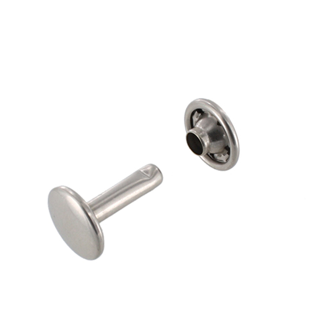 Buckleguy Double Cap Rivet, Nickel Matte, Solid Brass-LL (100 Sets per Bag), Multiple Sizes