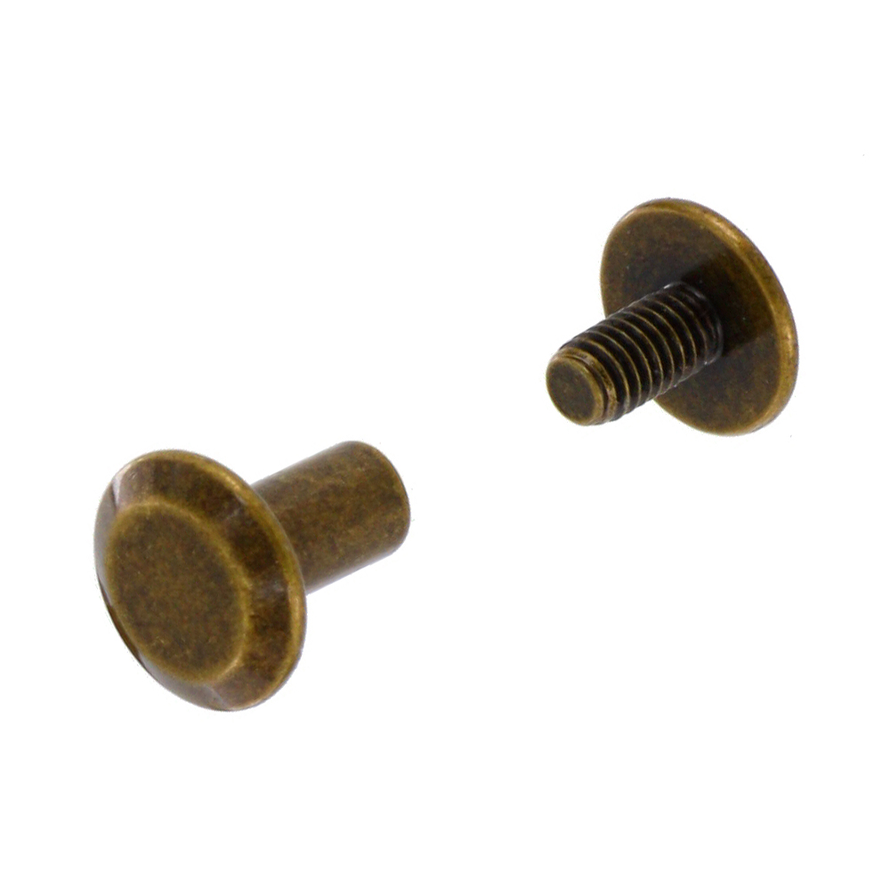 L144 - 1/4'' Small Antique Br. Chicago Screw - Screw Post – Small Box  Hardware