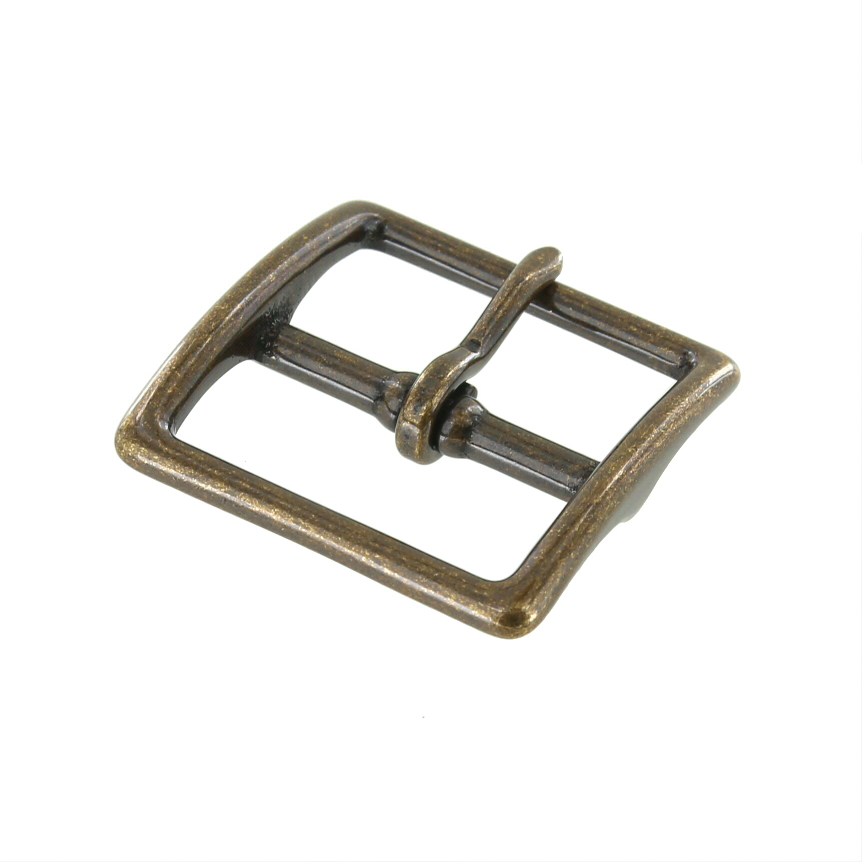 B7348 Antique Brass, Double Prong Roller Buckle, Solid Brass-LL