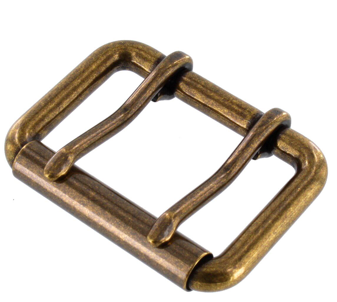 B7348 Antique Brass, Double Prong Roller Buckle, Solid Brass-LL, Multiple  Sizes 
