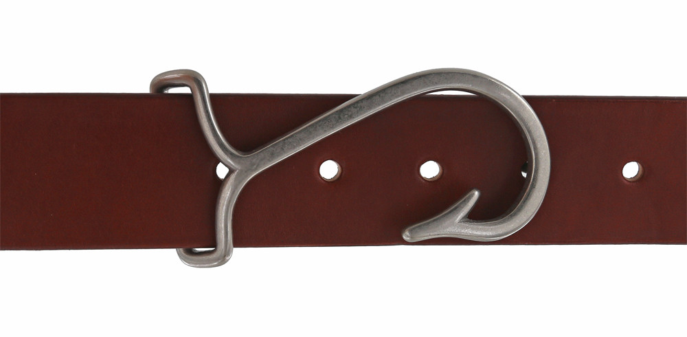 bronze fish hook belt buckle B7804 1 1/4