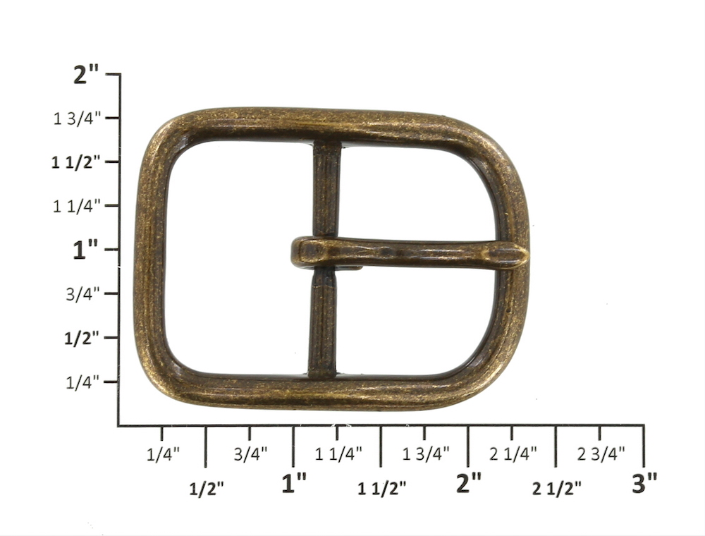 B9779 1 1/2 Antique Brass, O-Ring Center Bar Buckle, Solid Brass