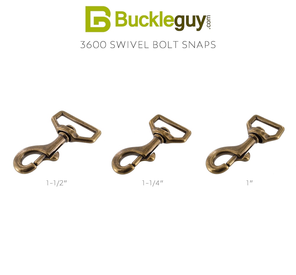 3600 Antique Brass, Swivel Bolt Snap, Solid Brass-LL, Multiple Sizes 