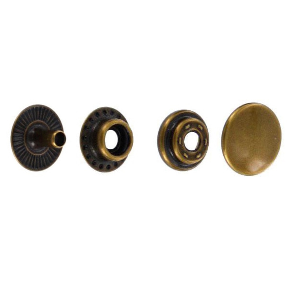 Line 20 / Line 24 Ring Socket Snap Fasteners, Antique Brass, Solid