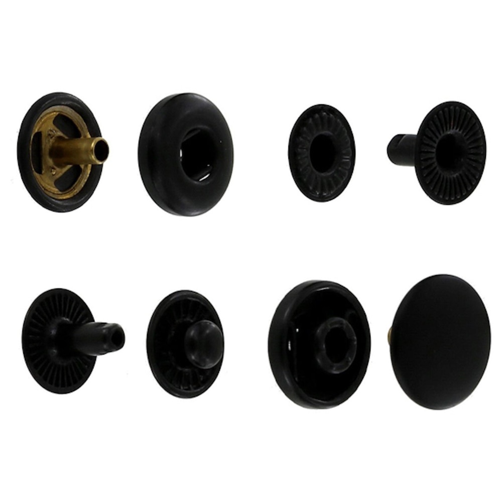 Glove Snap Fastener, Black Matte, Solid Brass (100 per bag)
