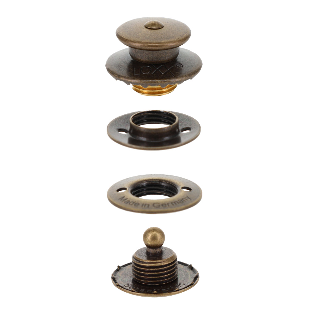 LOXX® Fastener Set, Antique Brass, Solid Brass - Buckleguy.com