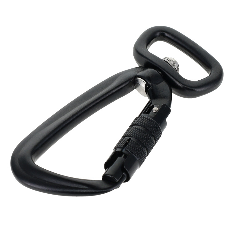 C5820 Black, Twist Lock Swivel Carabiner, Aluminum - Buckleguy.com