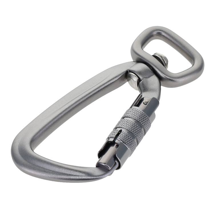 C5820 Gun Metal, Twist Lock Swivel Carabiner, Aluminum