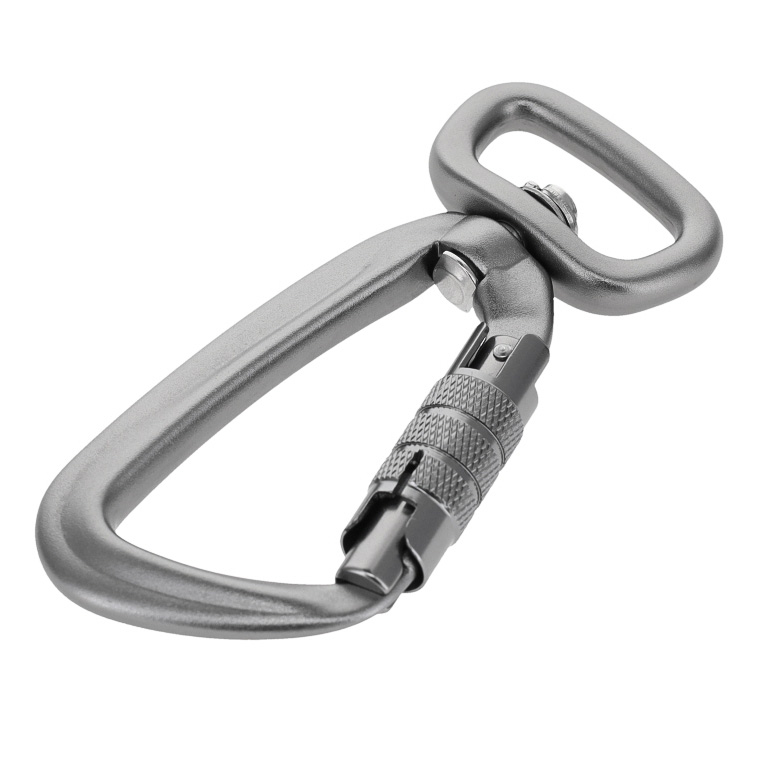 C5820 Gun Metal, Twist Lock Swivel Carabiner, Aluminum