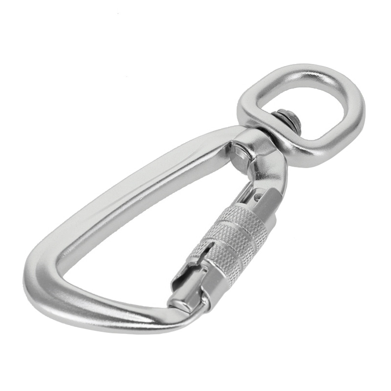 C5820 Silver Semi-Matte, Twist Lock Swivel Carabiner, Aluminum