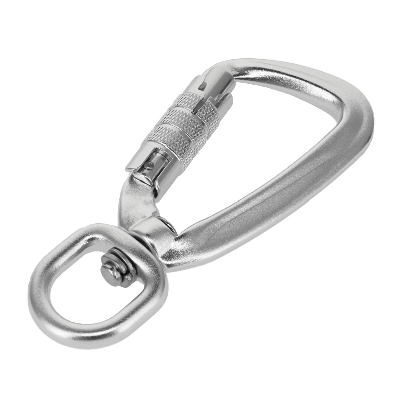 C5820 Silver Semi-Matte, Twist Lock Swivel Carabiner, Aluminum