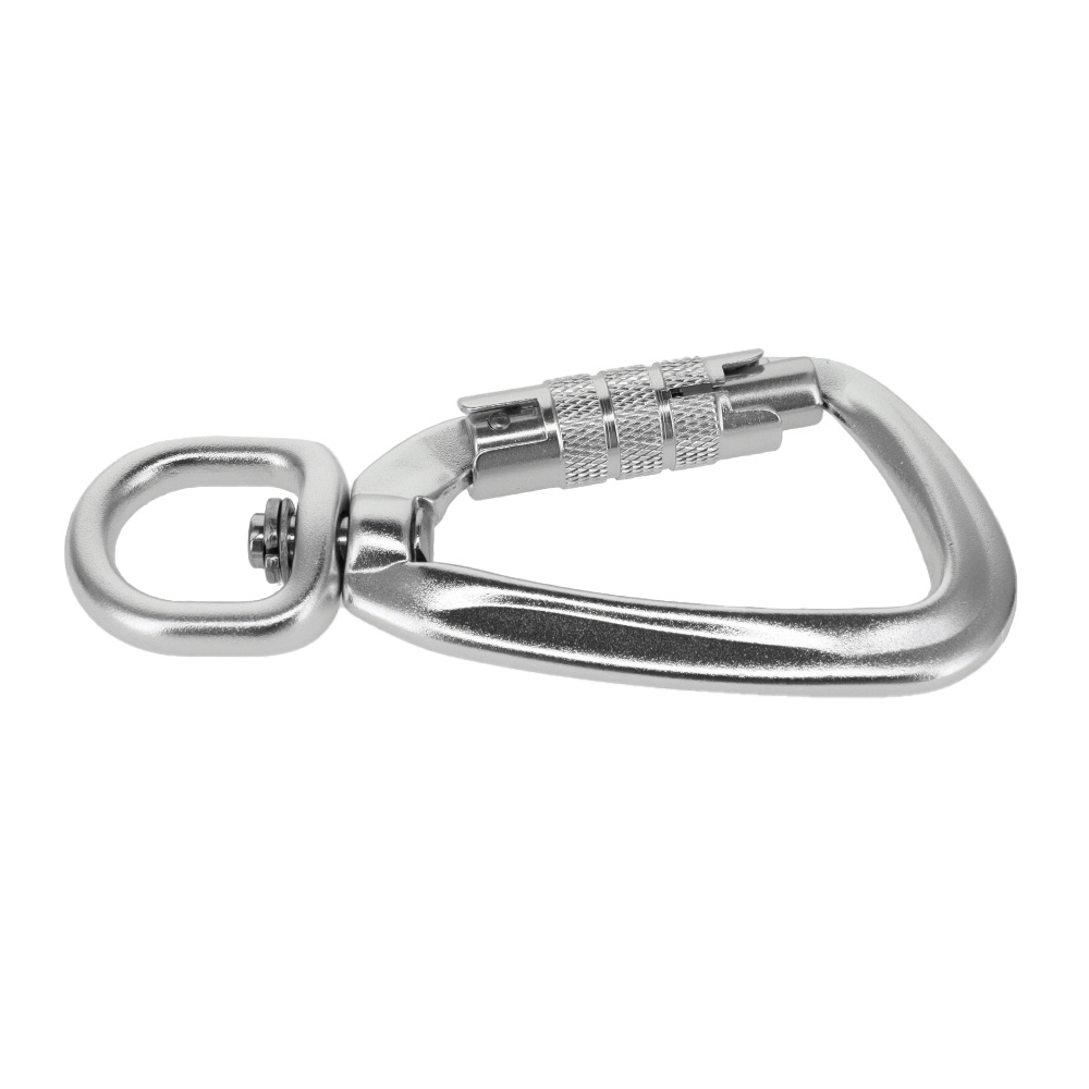 C5820 Silver Semi-Matte, Twist Lock Swivel Carabiner, Aluminum