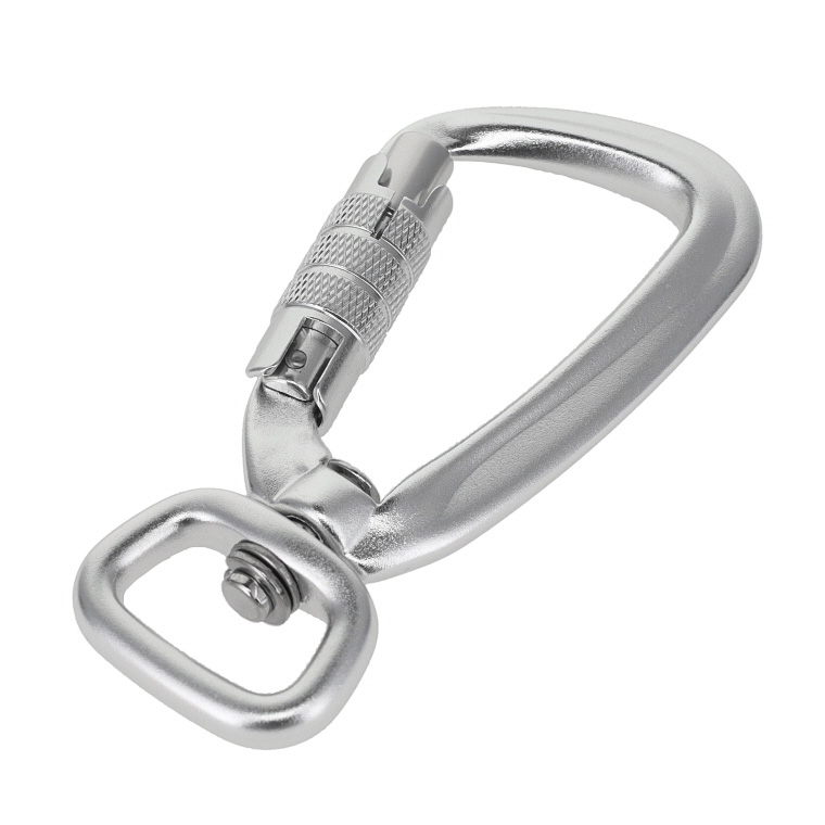 C5820 Silver Semi-Matte, Twist Lock Swivel Carabiner, Aluminum