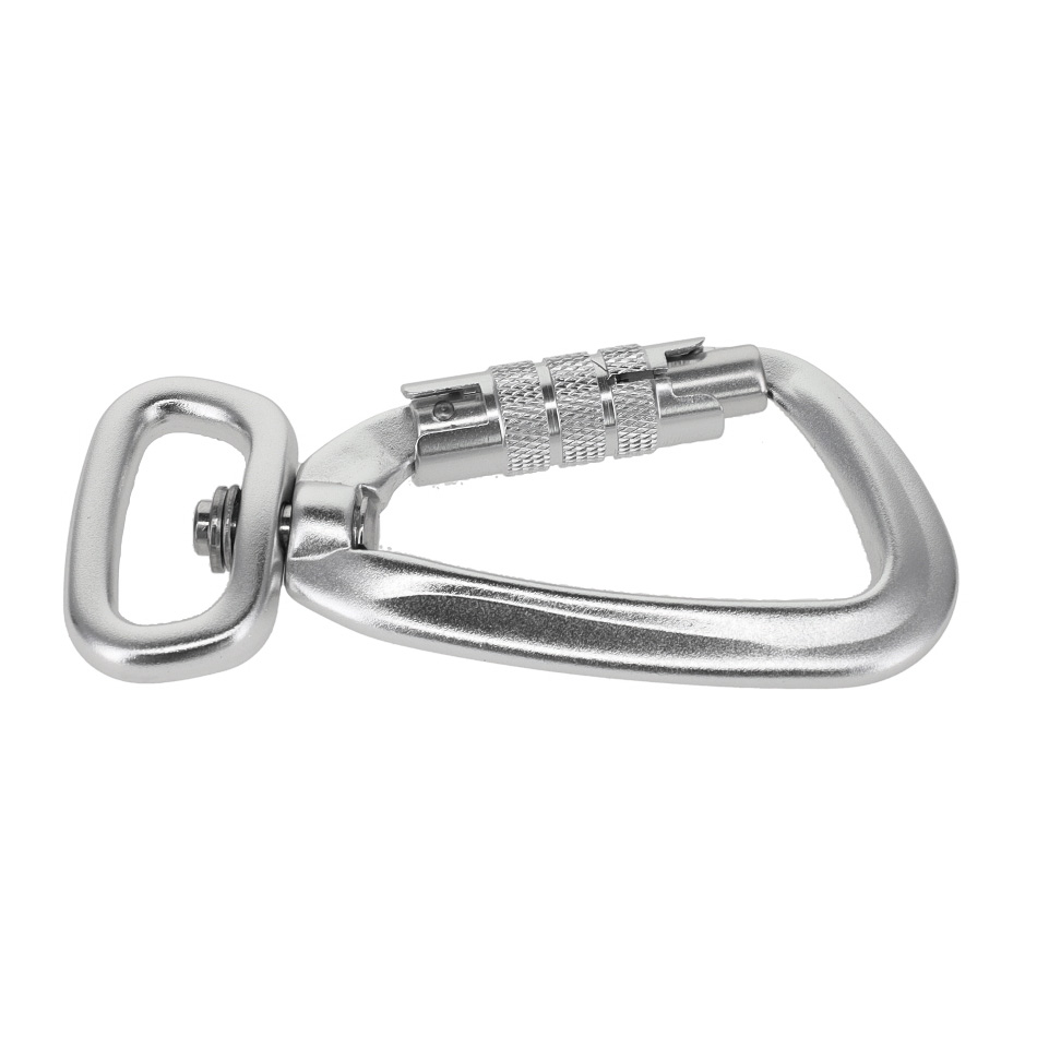 C5820 Silver Semi-Matte, Twist Lock Swivel Carabiner, Aluminum