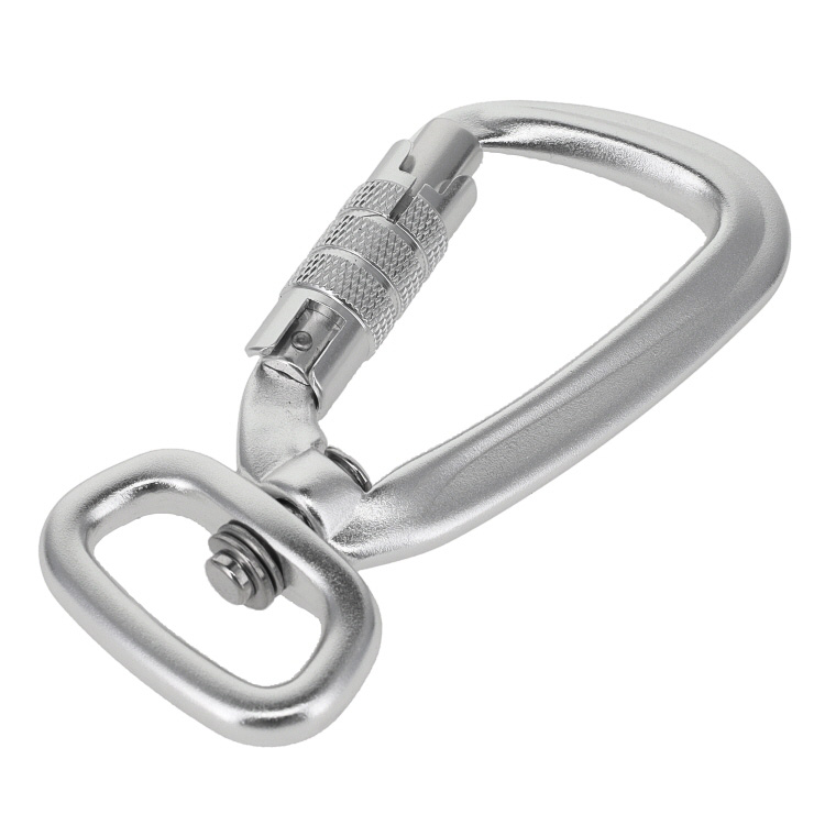 C5820 Silver Semi-Matte, Twist Lock Swivel Carabiner, Aluminum