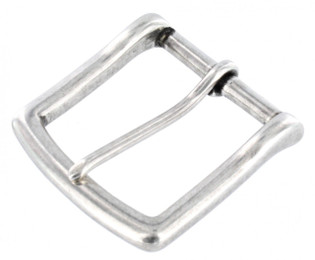 B1049 1 3/4" Silver Antique Rolled, Heel Bar Buckle, Solid Brass-LL