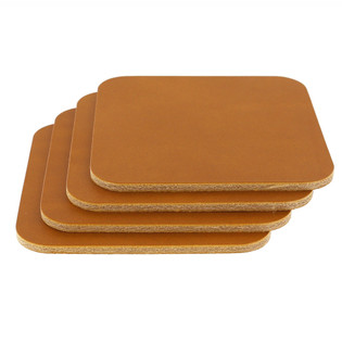 Leather Coasters, Wickett & Craig English Bridle, Square, Tan (4pc set)