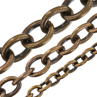 B8830 Antique Brass, Oval Chain, Solid Brass-LL (36 length)