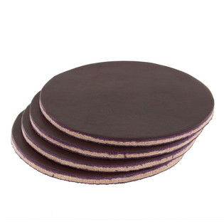 Leather Coasters, Wickett & Craig English Bridle, Circle, Eggplant (4pc set)