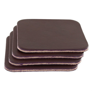 Leather Coasters, Wickett & Craig English Bridle, Square, Eggplant (4pc set)