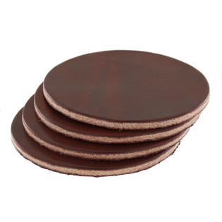 Leather Coasters, Wickett & Craig Traditional Harness, Circle, Burgundy (4pc set)