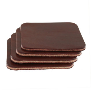 Leather Coasters, Wickett & Craig Traditional Harness, Square, Burgundy (4pc set)