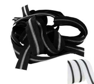 Riri Zipper, Metal 8, White Tape, Antique Brass Teeth Odds & End Pieces, Total of  69"