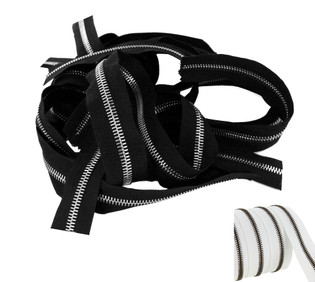 Riri Zipper, Metal 4 & 6 White Tape, Antique Brass Teeth Odds & End Pieces, Total of 91"