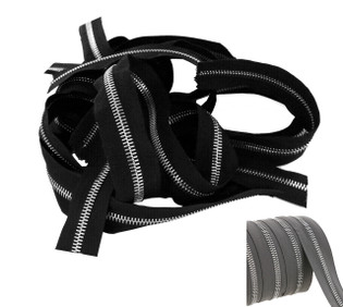 Riri Zipper, Metal 6, Grey Tape, Nickel Teeth Odds & End Pieces, Total of 51"