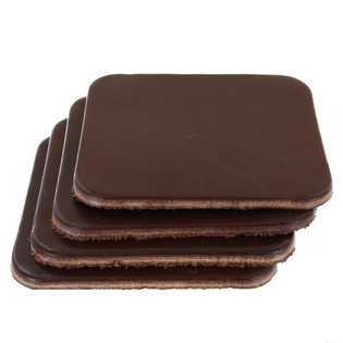 Leather Coasters, Wickett & Craig Traditional Harness, Square, Chocolate (4pc set)