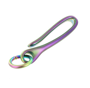 B7498 PVD Rainbow, Fish Hook Key Chain, Solid Brass-LL 