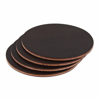 Leather Coasters, Wickett & Craig English Bridle, 4" Circle, Dark Brown (250pc set)