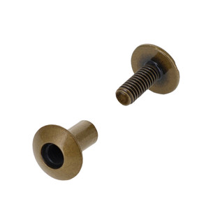 Chicago Screws, Open Hole, Antique Brass, Solid Brass-LL (50 per bag), Multiple Sizes