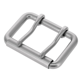 B7348 Nickel Matte, Double Prong Roller Buckle, Solid Brass-LL, Multiple Sizes